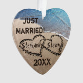 Marié ! Deux Coeurs En Ornement De Sable (devant)