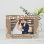 Marié & Joyeux Carte photo rustique (Debout devant)