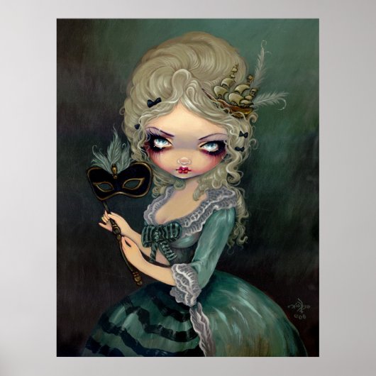 Marie Masquerade lowbrow gothic Rococo Art Print (Voorkant)