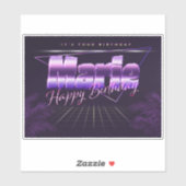 Marie prénom nom autocollant rétro lilas anniversa (Feuille)