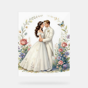 Marié Romantique Fleurs Élégant Couple de Mariage