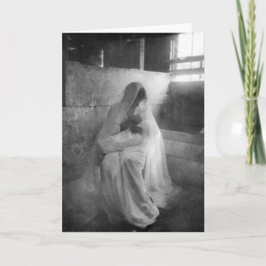 Marie tenant Jésus sur une carte de voeux stable (Devant)