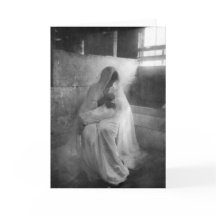 Marie tenant Jésus sur une carte de voeux stable