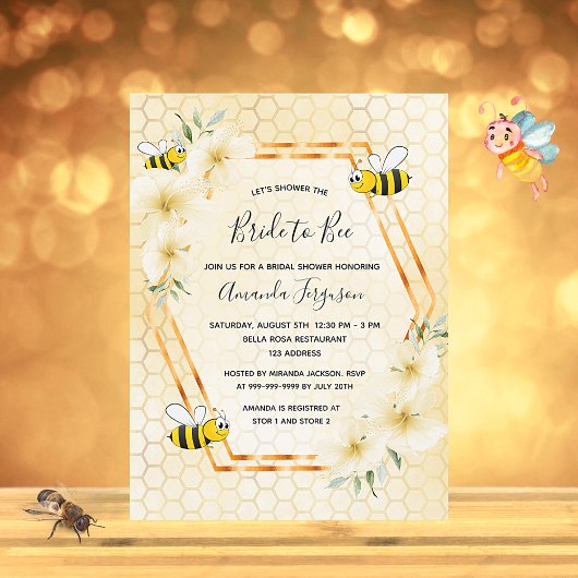 Mariée à abeille nid d'abeille invitation de douch