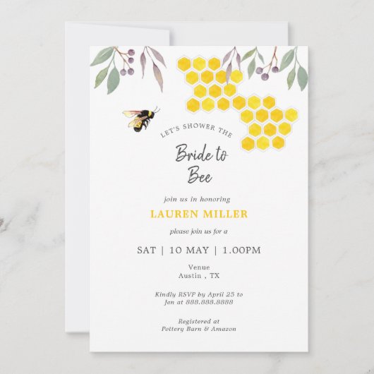 'Mariée à abeille' nuptiale invitation (Devant)