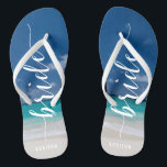Mariée Calligraphie Plage Mariage Flip Flops<br><div class="desc">Calligraphie de mariée plage mariage flip flops avec des bretelles minces et texte personnalisable - vous pouvez ajouter le nom de la mariée</div>