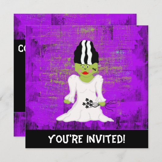 Mariée De Frankenstein Halloween Invitation (Devant / Derrière)