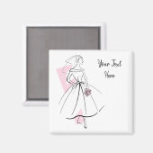 Mariée de mode Magnet texte rose carré (Recto/Verso)