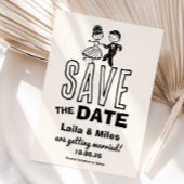 Mariée dessinée à la main et Save The Date de mari
