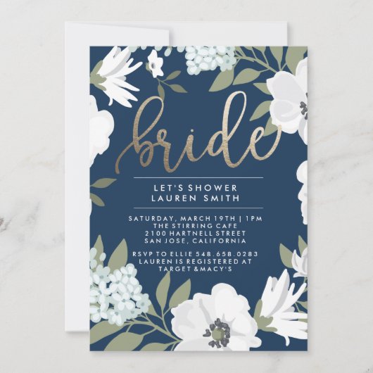 Mariée d'or - Invitation de douche nuptiale (Devant)