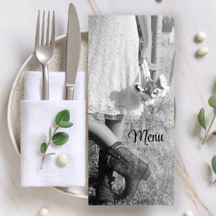 Mariée en Boots de Cowboy Sunflower Menu Mariage