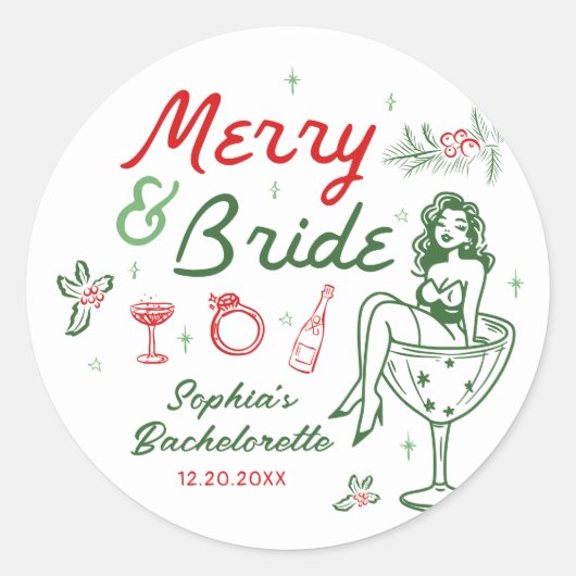 Mariée et Demoiselles d'Honneur Noël Autocollants (Devant)