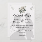 Mariée et Faire-part de mariage avec Rose (Devant / Derrière)