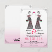Mariée et Mariée - Invitation de mariage lesbien (Devant / Derrière)
