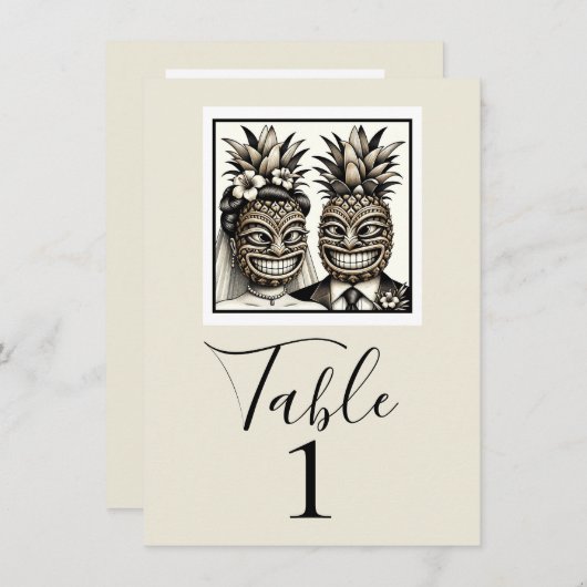Mariée et pièce Aloha ananas Tiki Numéro de table (Devant / Derrière)
