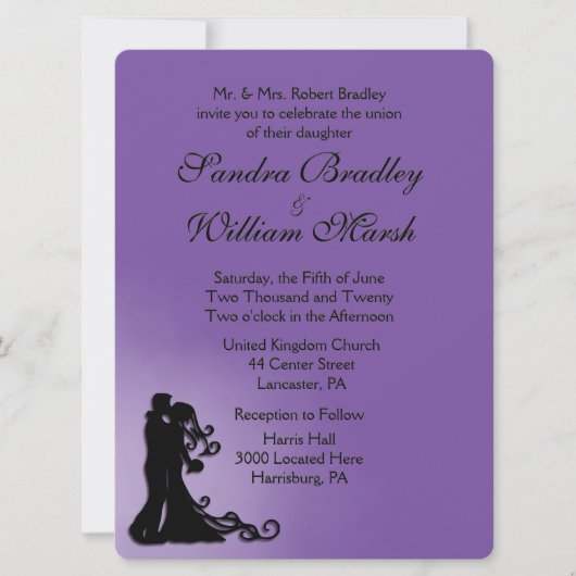 Mariée et  Royal violet Faire-part de mariage (Devant)