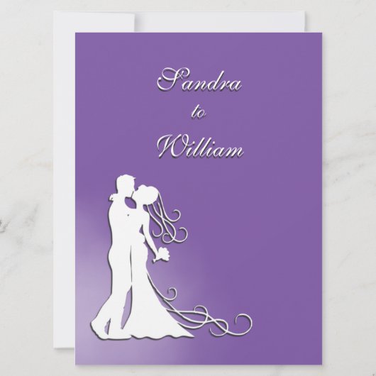 Mariée et Royal violet Faire-part de mariage (Dos)