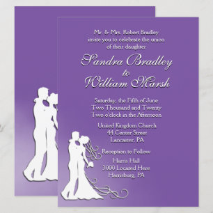 Mariée et Royal violet Faire-part de mariage