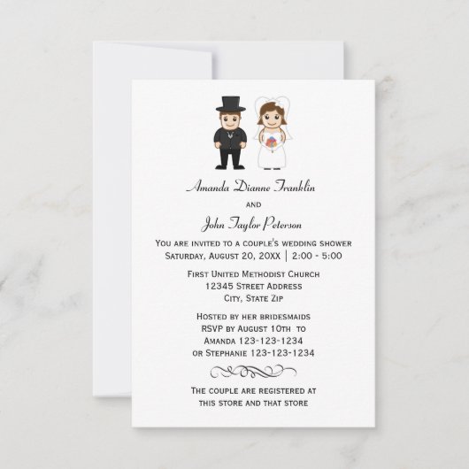 Mariée et salle de bain - Invitation de douche de  (Devant)