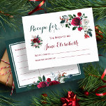 Mariée florale bordeaux d'hiver pour être la carte<br><div class="desc">Mariée chic et classe pour être la carte postale recette avec bouquets de fleurs de pivoines rouges et blanches avec branches de sapin d'hiver saisonnier,  baies rouges et feuillage. Idéal pour votre douche nuptiale à thème fleuri hiver / Noël.</div>