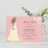 Mariée florale rose | Invitation de douche nuptial (Debout devant)