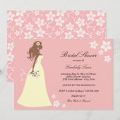 Mariée florale rose | Invitation de douche nuptial (Devant / Derrière)