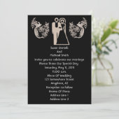 Mariée Groom Doves Black Wedding Invitation (Debout devant)