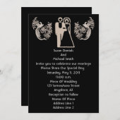 Mariée Groom Doves Black Wedding Invitation (Devant / Derrière)