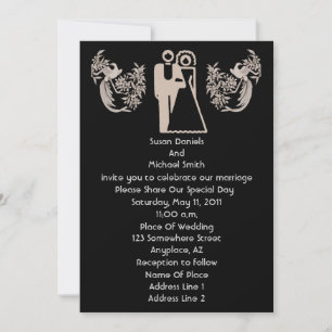 Mariée Groom Doves Black Wedding Invitation