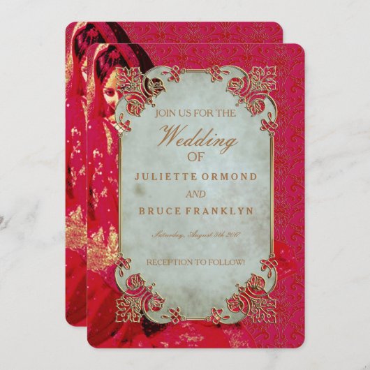 Mariée indienne ~ Faire-part de mariage (Devant / Derrière)