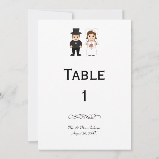 Mariée & Mari - Numéro de Table de Réception (Dos)