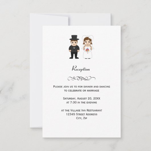Mariée & Marié - Invitation de réception de mariag (Devant)