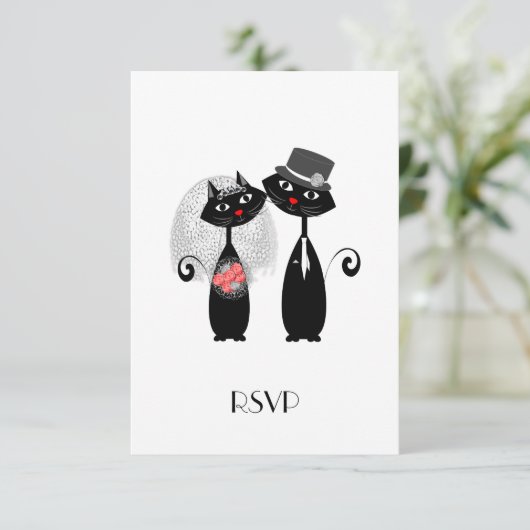 Mariée mignonne | Mariés Chat Personnalisé RSVP (Debout devant)