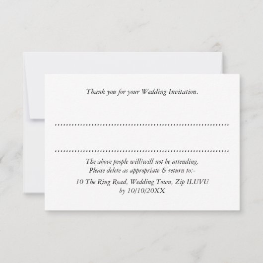 Mariée mignonne | Mariés Chat Personnalisé RSVP (Dos)