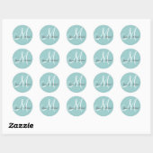 Mariée Noms de chambre Monogramme Sticker Bleu (Feuille)