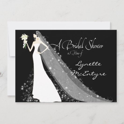 Mariée Silhouette Mariage robe Voile Invitation nu (Devant)