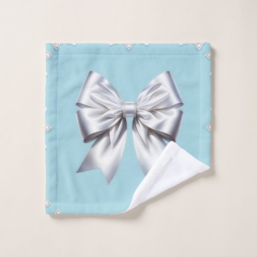 Mariée Turquoise Robin's Egg Blue Big White Bow (Gant de toilette)