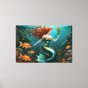 "Marielle" - Mooie dansende zeemeermin Canvas Afdruk