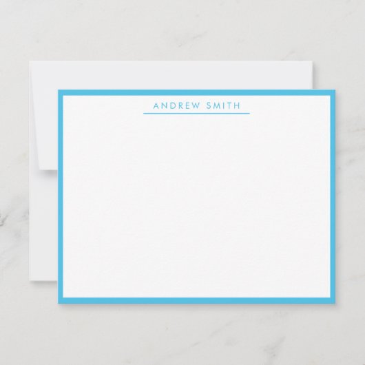 Marien Blauw Eenvoudige Lijn Moderne Klassieke Min Notitiekaartje (Voorkant)