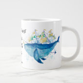 Marien leven. Zee schildpad en blauwe walvis Extra Grote Beker (Rechts)