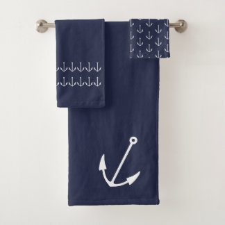 Marien Nautisch Anchor Bathroom Blue Bad Handdoek