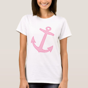 Marien nautisch anker symbool Roze marinehaak T-shirt