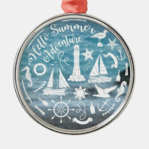 Marien Thema Nautical Elements Summer Adventure Metalen Ornament