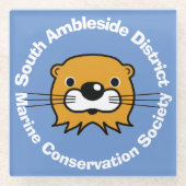 Mariene bescherming met Otter Head. Glazen Onderze Glazen Onderzetter (Voorkant)