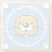 Mariene bescherming met Otter Head. Glazen Onderze Glazen Onderzetter (Achterkant)