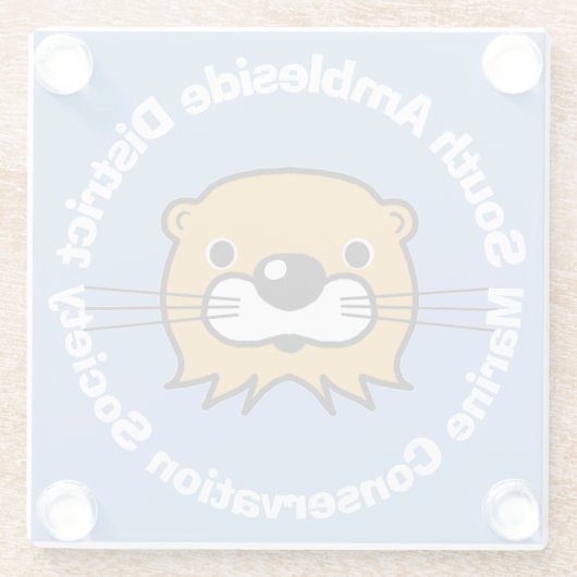 Mariene bescherming met Otter Head. Glazen Onderze Glazen Onderzetter (Achterkant)