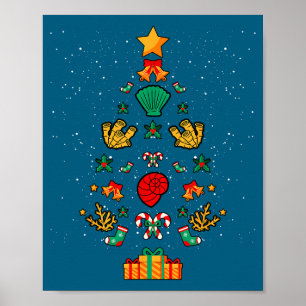 Mariene bioloog Biologie Schelpen Koralen Kerstmis Poster
