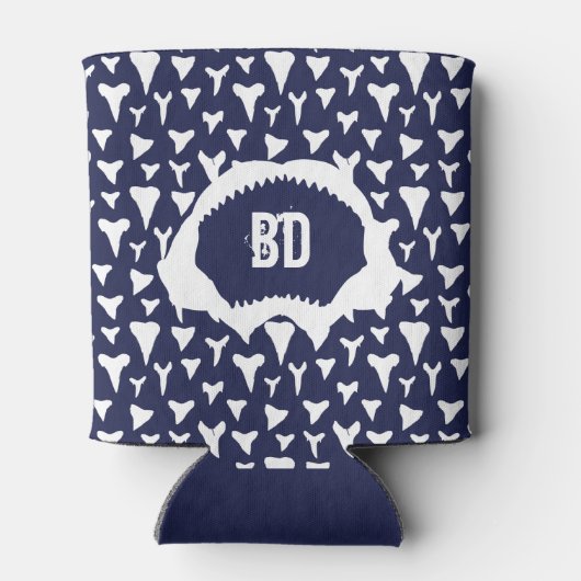 Mariene bioloog Shark Teeth and Jaw Bone Monogram Blikjeskoeler (Achterkant)