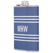 Mariene Blauwe Stripes aangepaste monogram-kolf Heupfles (Links)