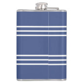 Mariene Blauwe Stripes aangepaste monogram-kolf Heupfles (Achterkant)